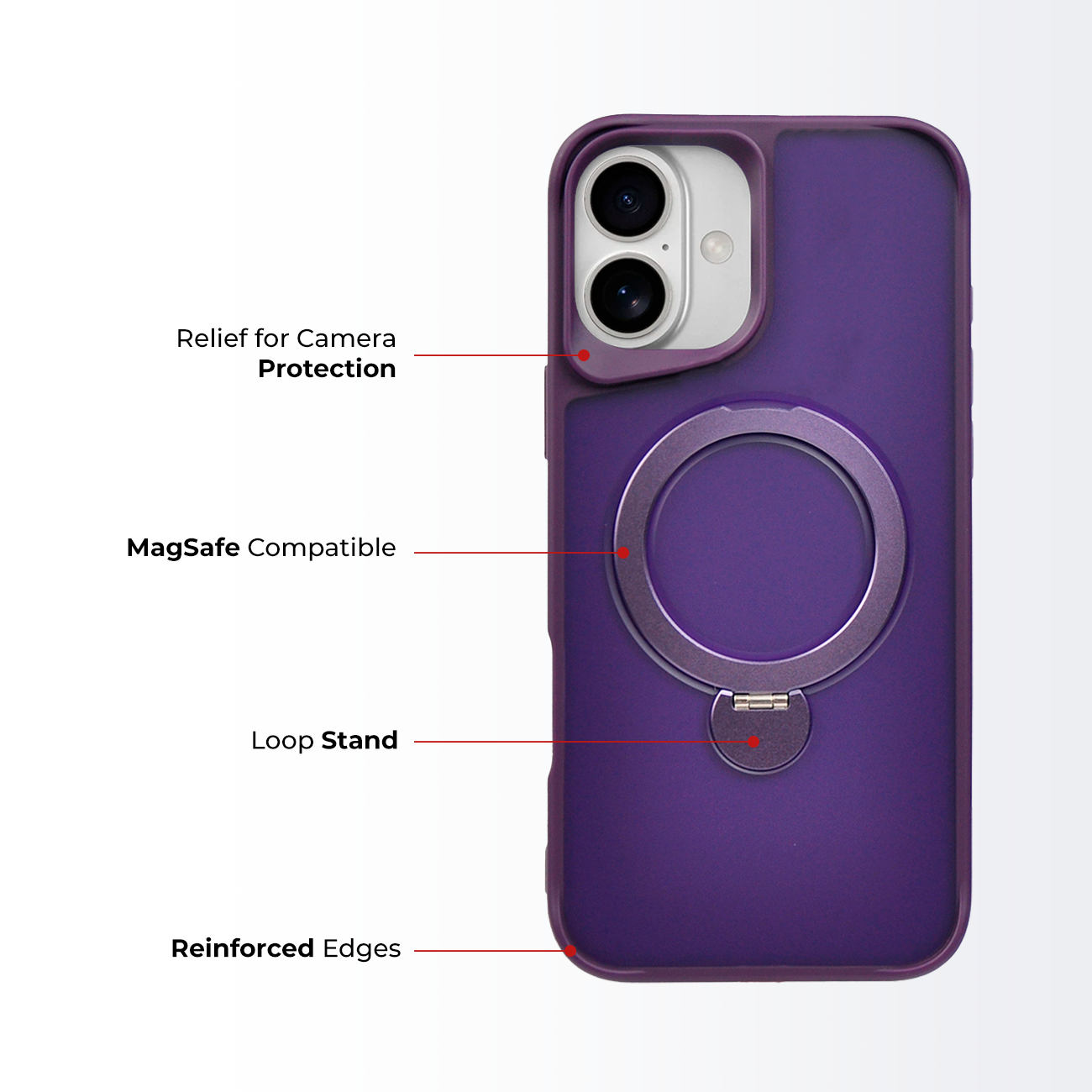 RUGGED 180 DEGREE MAGSAFE CASE PURPLE - IPHONE 16 PLUS